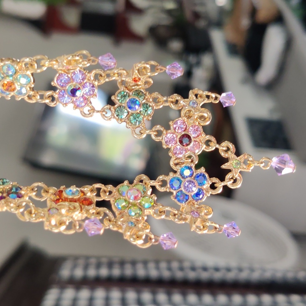 Kirks Folly (Rare Vintage) Crystal flower necklace, PERFECT STATEMENT PIECE - Picture 4 of 12